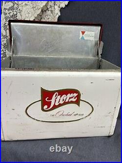 Rare VINTAGE Storz METAL COOLER The Orchid Of Beer 19x12.5x10 Red /white
