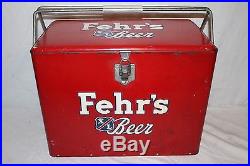 Rare Vintage 1940's Fehr's X/L Beer Embossed Metal Picnic Bottle Cooler Sign