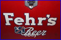 Rare Vintage 1940's Fehr's X/L Beer Embossed Metal Picnic Bottle Cooler Sign