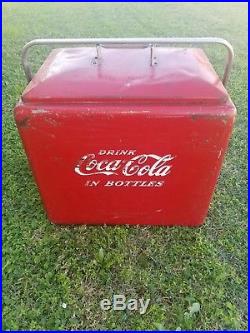 Rare Vintage 1950's Coca Cola Embossed Metal Cooler Progress Refrigerator co