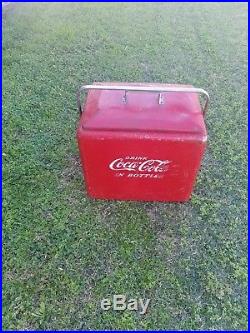 Rare Vintage 1950's Coca Cola Embossed Metal Cooler Progress Refrigerator co