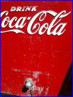 Rare Vintage 1950's Coca Cola Embossed Metal Cooler. Progress Refrigerator co