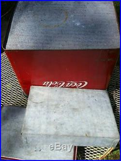 Rare Vintage 1950's Coca Cola Embossed Metal Cooler. Progress Refrigerator co