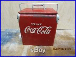 Rare Vintage 1950's Coca Cola Soda Pop Acton Junior Picnic Cooler Metal Sign
