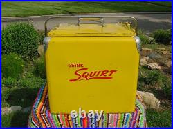 Rare Vintage 1950's Metal Drink Squirt Soda Cooler Ice Chest Sign With Tray Nice