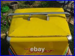 Rare Vintage 1950's Metal Drink Squirt Soda Cooler Ice Chest Sign With Tray Nice