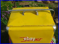 Rare Vintage 1950's Metal Drink Squirt Soda Cooler Ice Chest Sign With Tray Nice