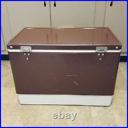 Rare Vintage 1980 Brown Coleman Metal Cooler Ice Chest withTray Made in USA
