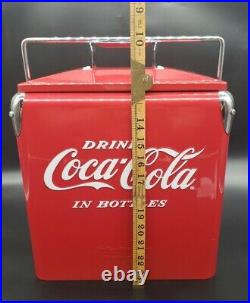 Rare Vintage 50's Style Coca Cola In Bottles Soda 6pk Metal Picnic Cooler