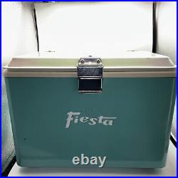 Rare Vintage All Metal Igloo Fiesta Ice Chest Cooler With Handles Bottle Opener