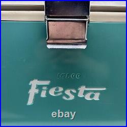 Rare Vintage All Metal Igloo Fiesta Ice Chest Cooler With Handles Bottle Opener