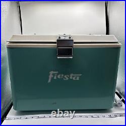 Rare Vintage All Metal Igloo Fiesta Ice Chest Cooler With Handles Bottle Opener