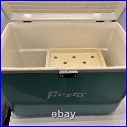 Rare Vintage All Metal Igloo Fiesta Ice Chest Cooler With Handles Bottle Opener