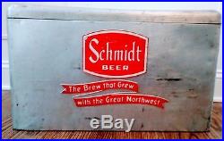 Rare Vintage Aluminum Metal Schmidt Beer Ice Cooler Man Cave