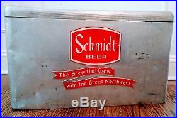 Rare Vintage Aluminum Metal Schmidt Beer Ice Cooler Man Cave