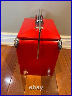 Rare Vintage Canadian Tire Corporation Red Metal Ice Beverage Cooler Very Nice