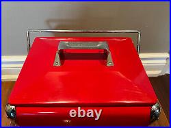 Rare Vintage Canadian Tire Corporation Red Metal Ice Beverage Cooler Very Nice