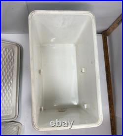 Rare Vintage Coleman Metal Cooler Green Diamond Snowlite & handle lock MCM 60s