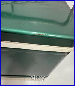 Rare Vintage Coleman Metal Cooler Green Diamond Snowlite & handle lock MCM 60s