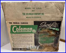 Rare Vintage Coleman Metal Cooler Green Diamond Snowlite & handle lock MCM 60s
