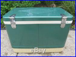Rare Vintage Coleman Metal Cooler Ice Chest 1964 Diamond Label Quilted Lid