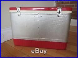 Rare Vintage Coleman Red/silver Metal Cooler Ice Chest Diamond Logo