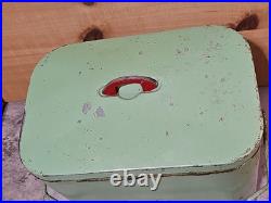 Rare Vintage Green 7up Branded Metal Airplane Cooler Soft Drink Tote with Handle Rare Vintage Green 7up Branded Metal Airplane Cooler Soft Drink Tote with Handle