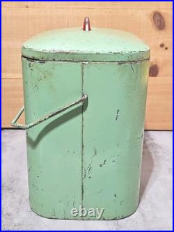 Rare Vintage Green 7up Branded Metal Airplane Cooler Soft Drink Tote with Handle Rare Vintage Green 7up Branded Metal Airplane Cooler Soft Drink Tote with Handle