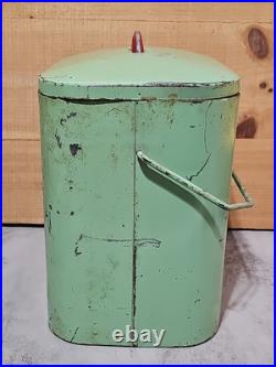 Rare Vintage Green 7up Branded Metal Airplane Cooler Soft Drink Tote with Handle Rare Vintage Green 7up Branded Metal Airplane Cooler Soft Drink Tote with Handle