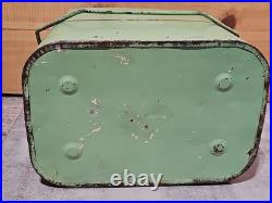 Rare Vintage Green 7up Branded Metal Airplane Cooler Soft Drink Tote with Handle Rare Vintage Green 7up Branded Metal Airplane Cooler Soft Drink Tote with Handle