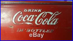 Rare Vintage Metal Coca Cola Cooler In Bottles 1950's Large Heavy Tray Cavalier