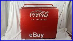 Rare Vintage Metal Coca Cola Cooler In Bottles 1950's Large Heavy Tray Cavalier