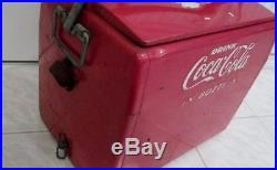 Rare Vintage Metal Coca Cola Cooler in Bottles 1950s Large Heavy Tray Cavalier