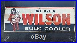 Rare Vintage Metal Dairy AG Farm Sign Wilson Bulk Cooler Milk Cows