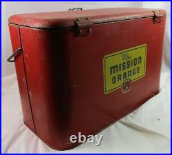 Rare Vintage Mission Orange of California Soda Metal Cooler Hinge Lid + Handle