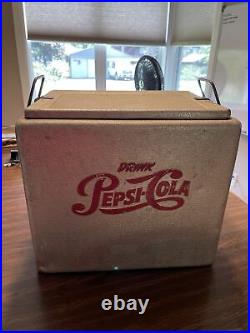 Rare Vintage Original (Military Gray) Metal Pepsi Cola Cooler withLid