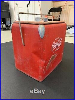 Rare Vintage Red 1940/50s Coca Cola Metal Cooler Fast Shipping