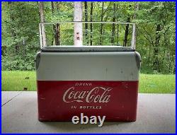 Rare Vintage Red & White Coca Cola Cooler Acton Mfg Metal Low Boy