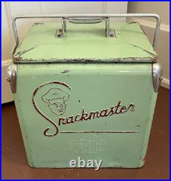Rare Vintage Snackmaster Metal Ice Chest Cooler Lunch Box Made In USA Retro VTG