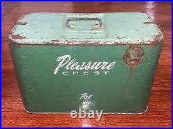 Rare Vintage Two-tone Green 1950s Pleasure Chest Pal Ice Chest With bottle opener