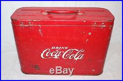 Rare Vintage c. 1950 Coca Cola Soda Pop Bottle Embossed Metal Airline Cooler Sign