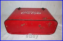 Rare Vintage c. 1950 Coca Cola Soda Pop Bottle Embossed Metal Airline Cooler Sign