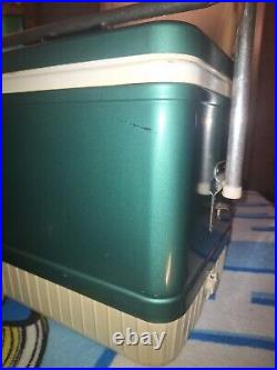 Rare vintage Coleman metal cooler green diamond snowlite + handle lock