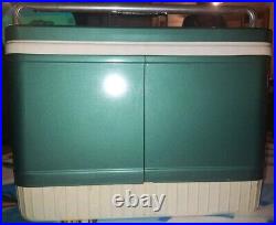 Rare vintage Coleman metal cooler green diamond snowlite + handle lock