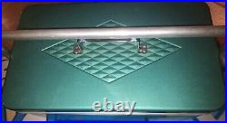 Rare vintage Coleman metal cooler green diamond snowlite + handle lock