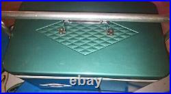 Rare vintage Coleman metal cooler green diamond snowlite + handle lock