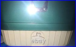 Rare vintage Coleman metal cooler green diamond snowlite + handle lock