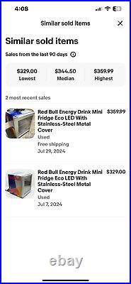 Red Bull Energy Drink Mini Fridge Eco LED With Stainless-Steel Metal Cover