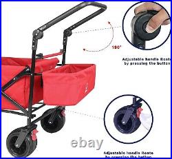 Red Heavy Duty Collapsible Wagon Cart Cooler Bag Outdoor Folding Utility