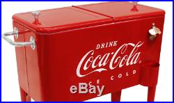 Red Metal 65 Qt. Coca Cola Chest Cooler with Drain Valve and Bottle Opener